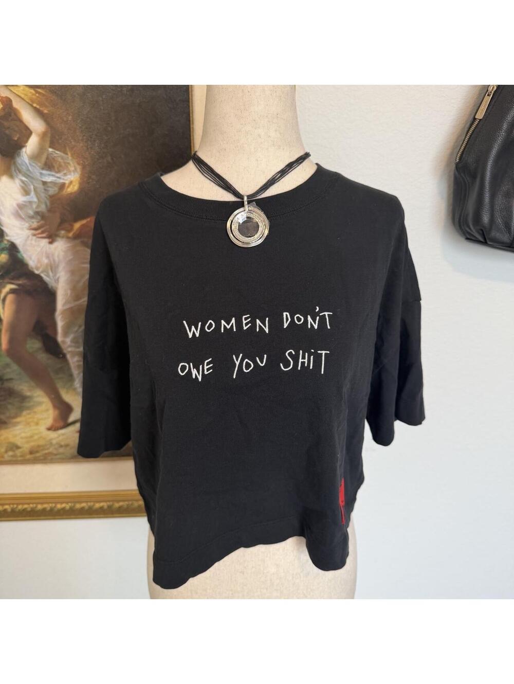 Edgy Women’s Don’t Owe You Shit Boxy Cropped Tshirt